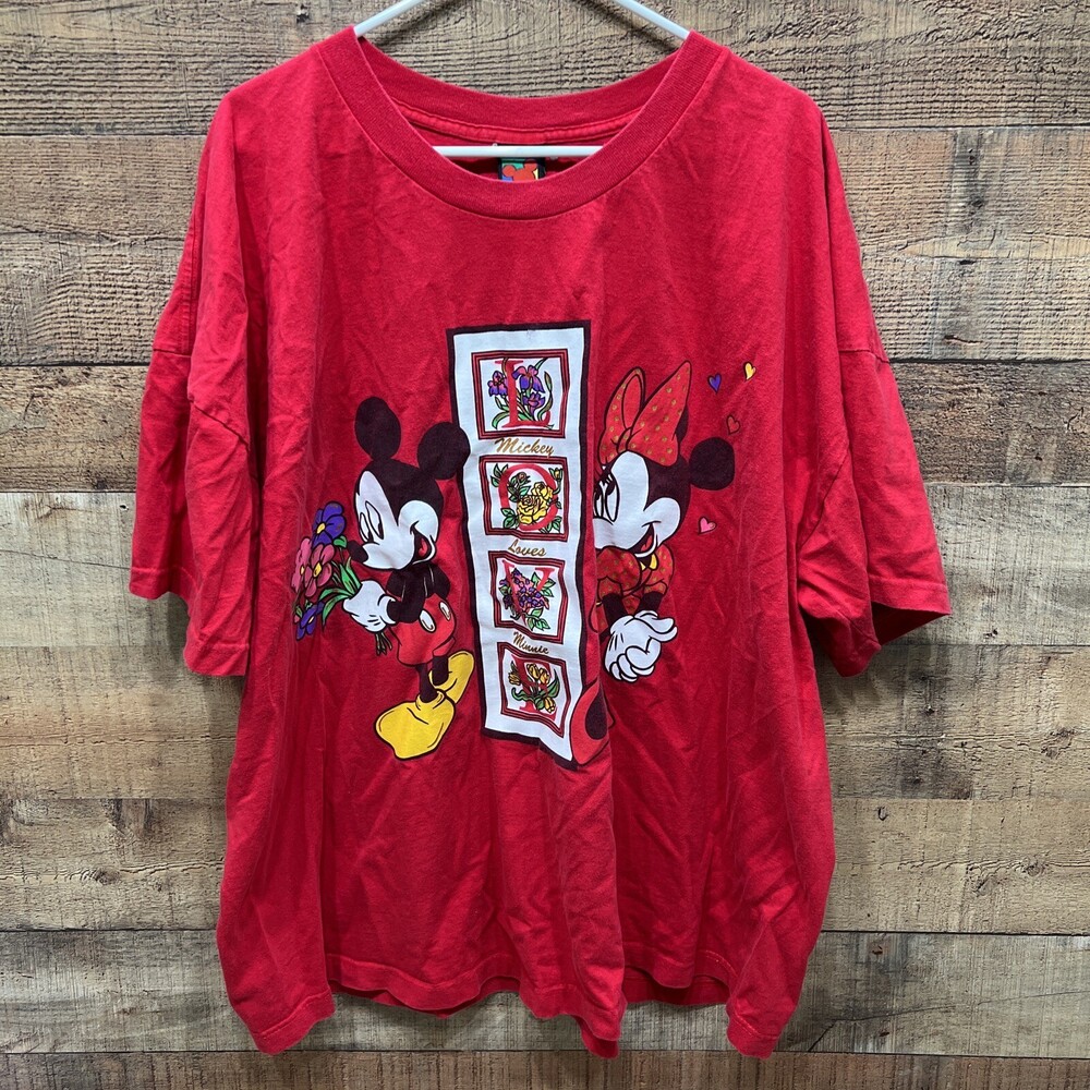 Mickey Unlimited T-Shirt Mens 3XL XXXL Red Love Minnie Vintage Short Sleeves